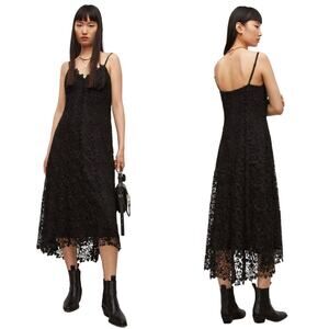 AllSaints Lali Dress Black Cutout Midi Sundress Formal Dress Women’s Size US 6